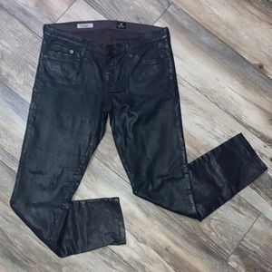 Adriano Goldschmied Dark Brown Coated The Legging Super Skinny Jeans Size 31R